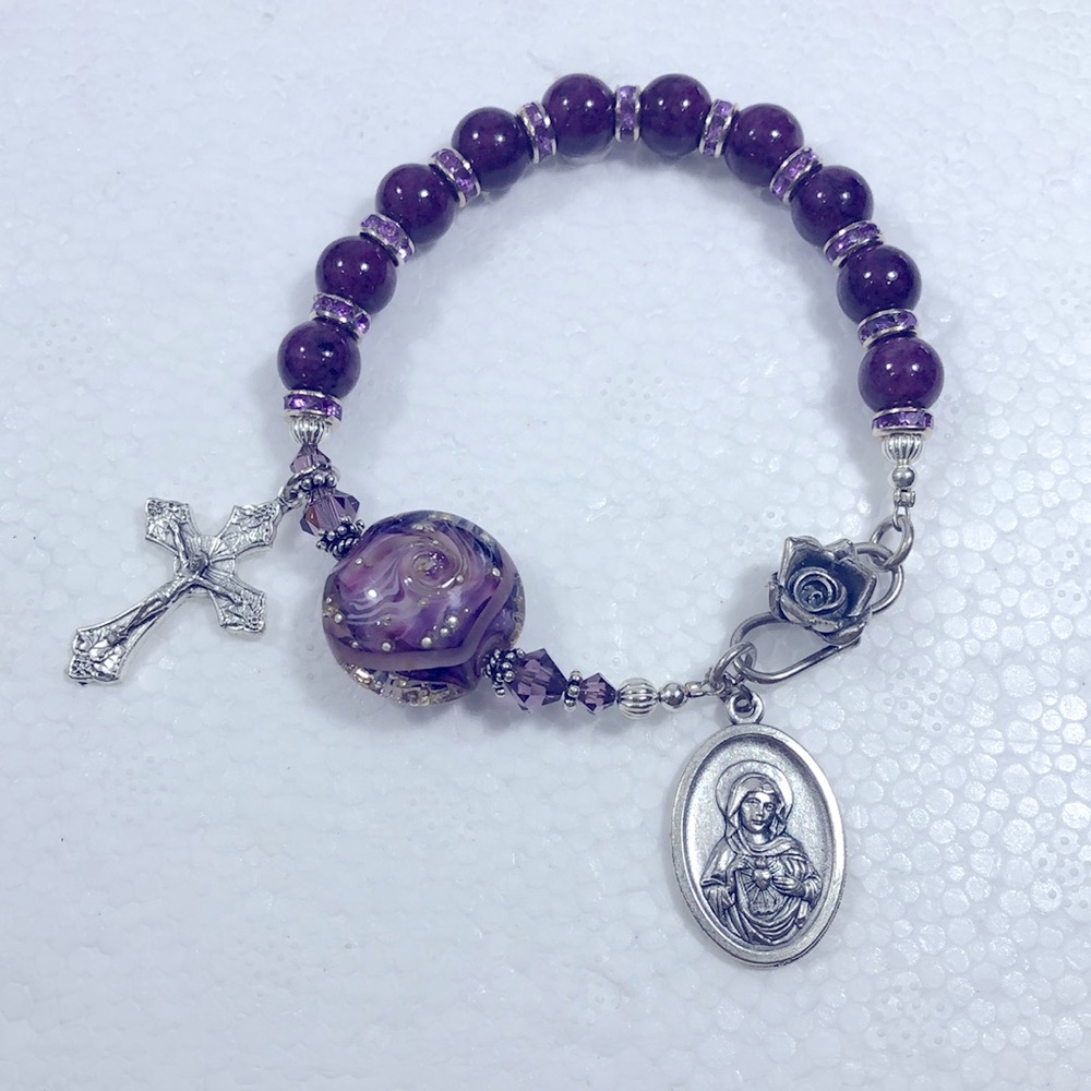 ROSARY BRACELET ARTISAN LAMPWORK GEMSTONE